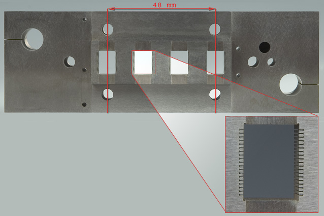 Leidingplaat t.b.v. semiconductor-industrie. Met 0.07 mm gevonkt